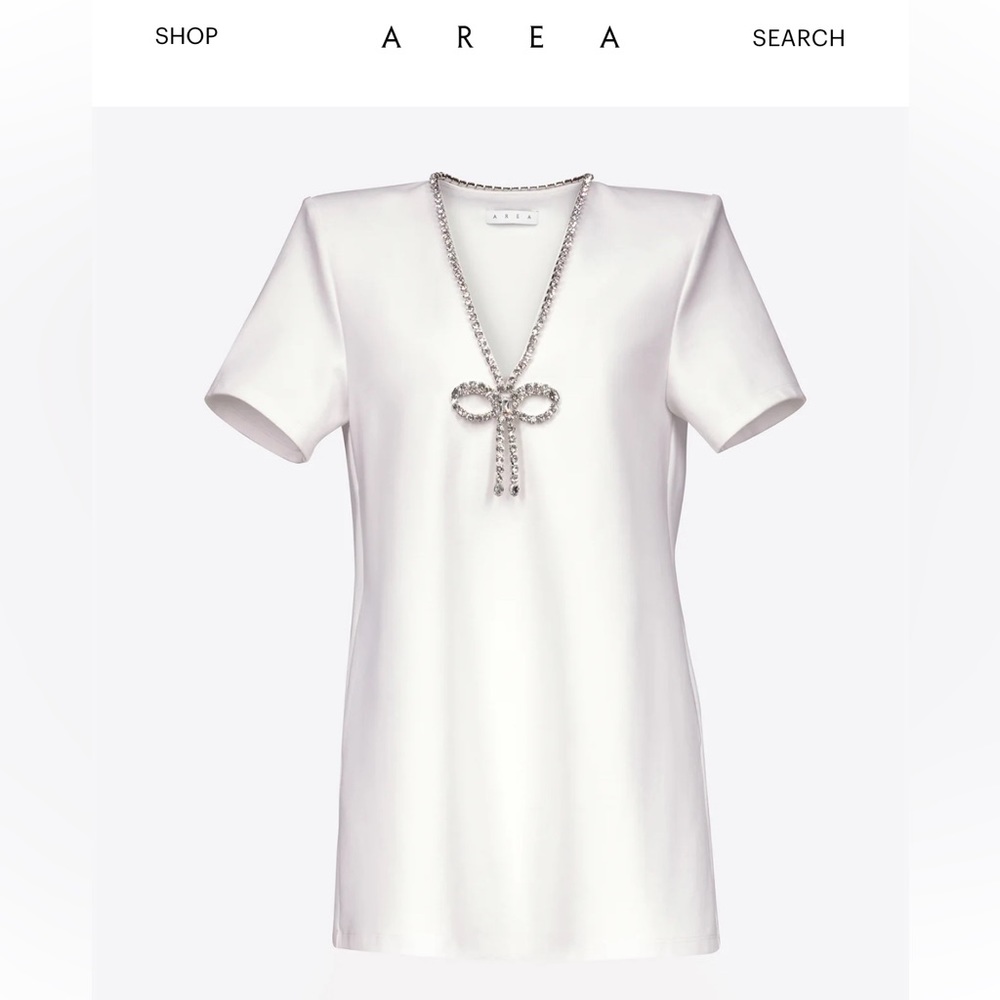 [BRAND NEW] AREA S23 Crystal Bow V Neck Dress XSmall [Have Tags]